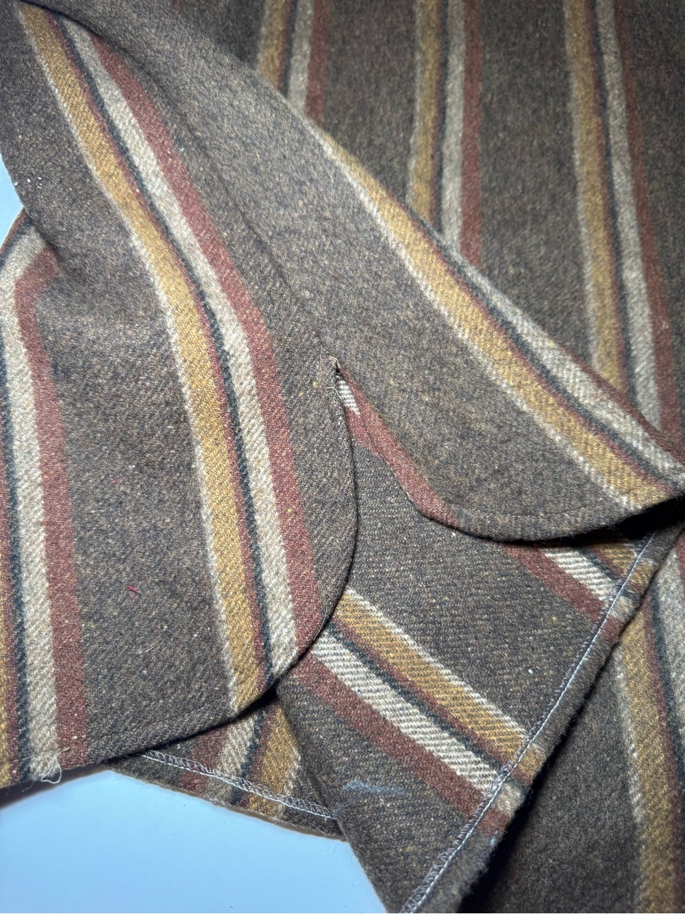 Vintage 1960s/70s Frostproof Earthtone Striped Wool Blend CPO Shirt Jacket - Men - Picture 8 of 9